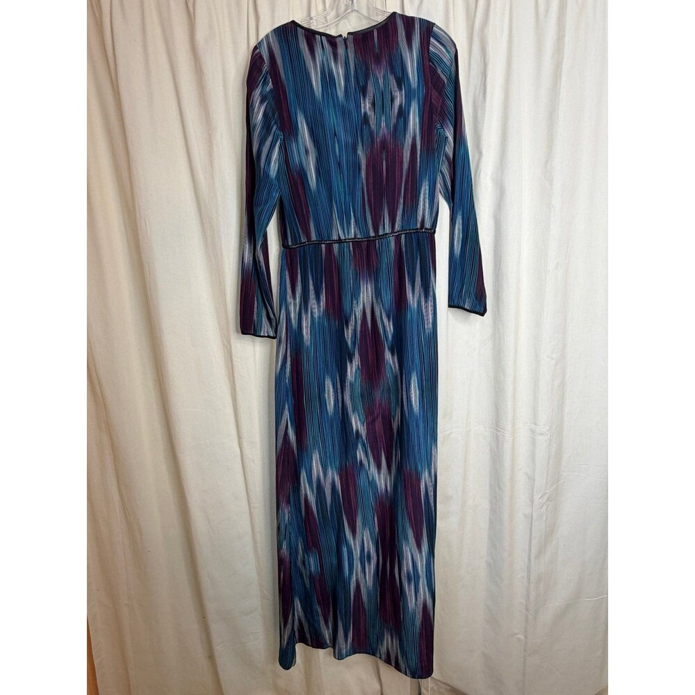 AS by DF Venezia silk maxi dress ikat multicolor patterned leather trim SMALL - Picture 3 of 3